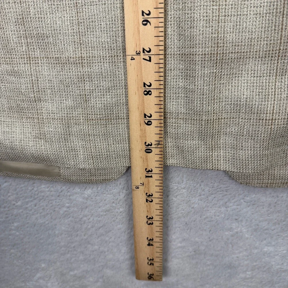 Vintage Canali Proposta Mens 38R Blazer Beige Silk Linen Wool Plaid Coat Italy